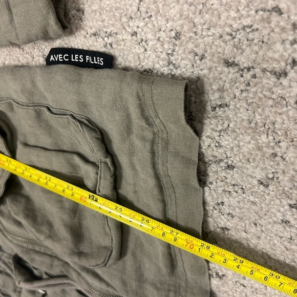 Avec Les Filles (Anthropologie) Linen XS EUC Green Utility Jacket Adjustable Fit - Picture 11 of 13